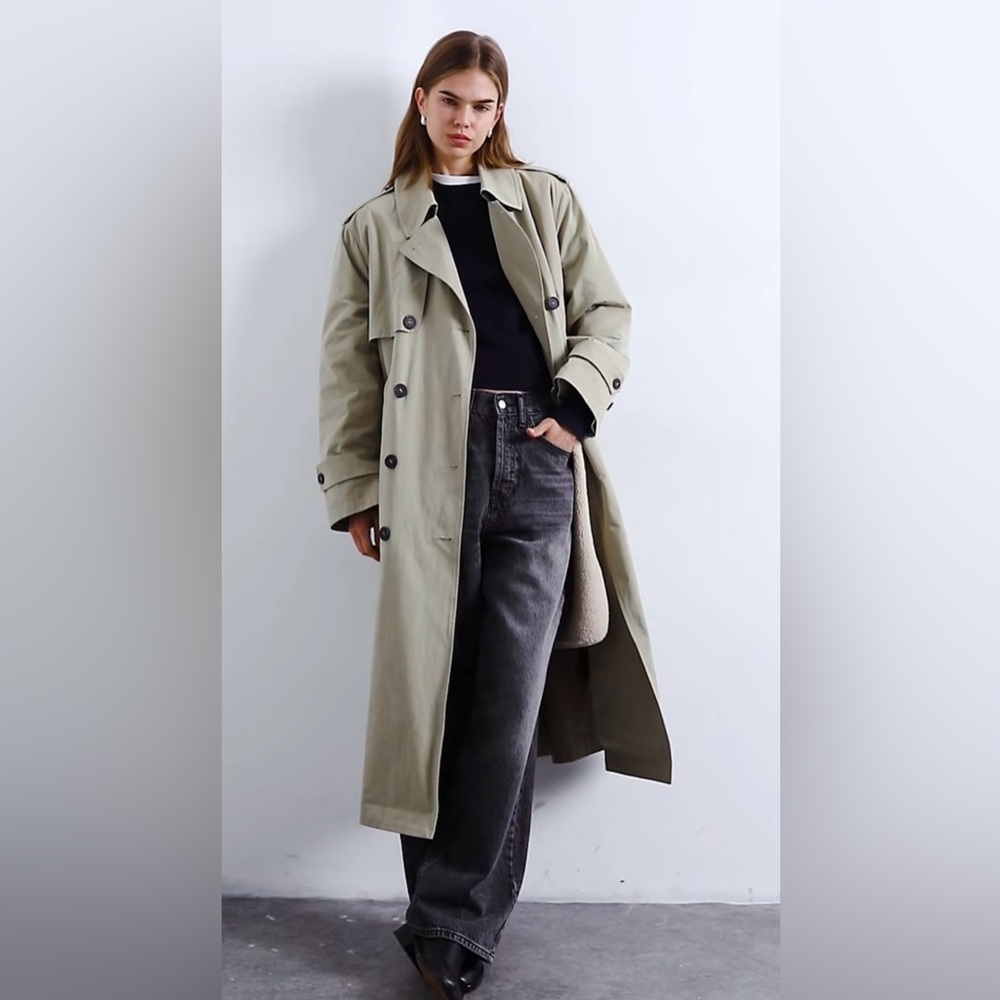 Topshop Size 12/L 2 in 1 Double Breasted Borg Trench w/Detachable Lining *DAMAGE